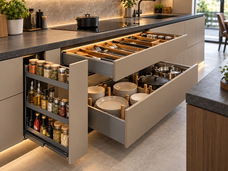 custom kitchen cabinet storage drawers with pull out spice rack and internal organizers custom kitchen cabinet storage drawers with pull out spice rack and internal organizers