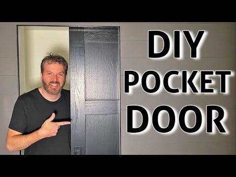 DIY pocket door installation guide showing an interior sliding pocket door